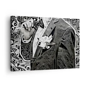 Canvas picture - Elegant abstraction of a man in a suit in black and white - 70x50cm - Elegant in Grey - Modern wall decoration for the living room and bedroom ARTTOR