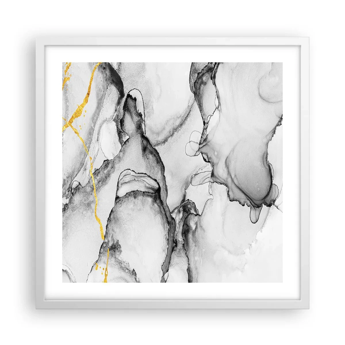 Poster in white frmae - Composition with a Golden Motif - 50x50 cm