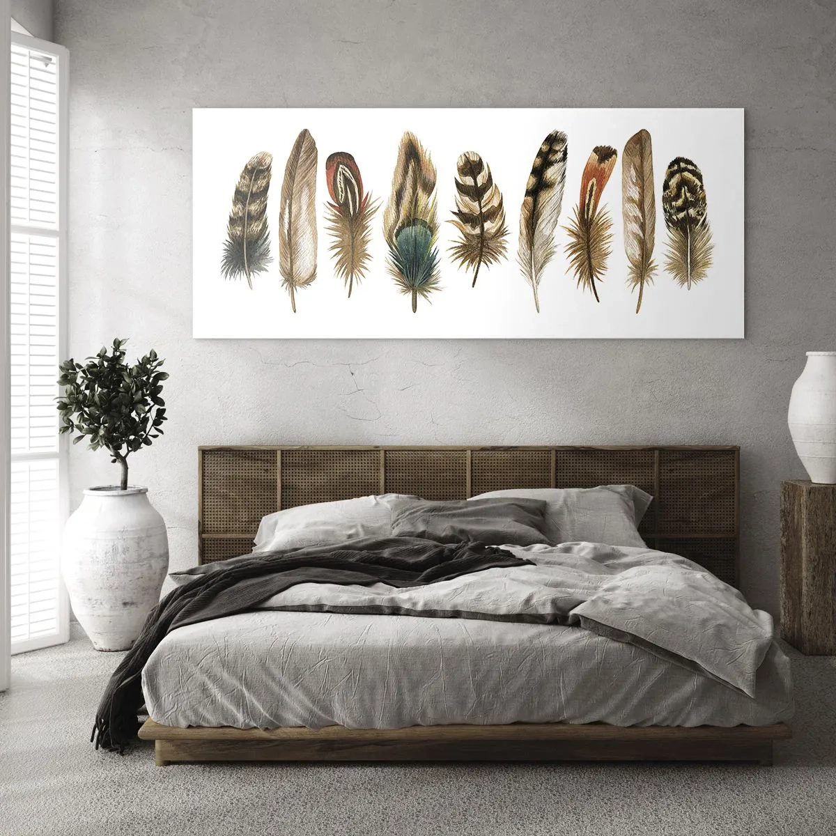 Glass picture - Feather Variation - 140x50 cm