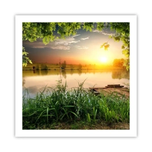 Poster - Landscape in a Green Frame - 60x60 cm