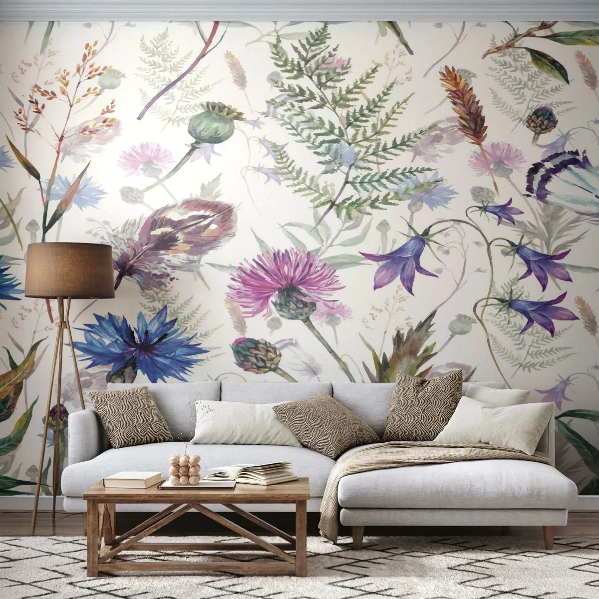 Self-Adhesive Photo Wallpaper Deluxe Sticker - Polish Herbs - Field flowers, Garden, Nature - 250x175 cm