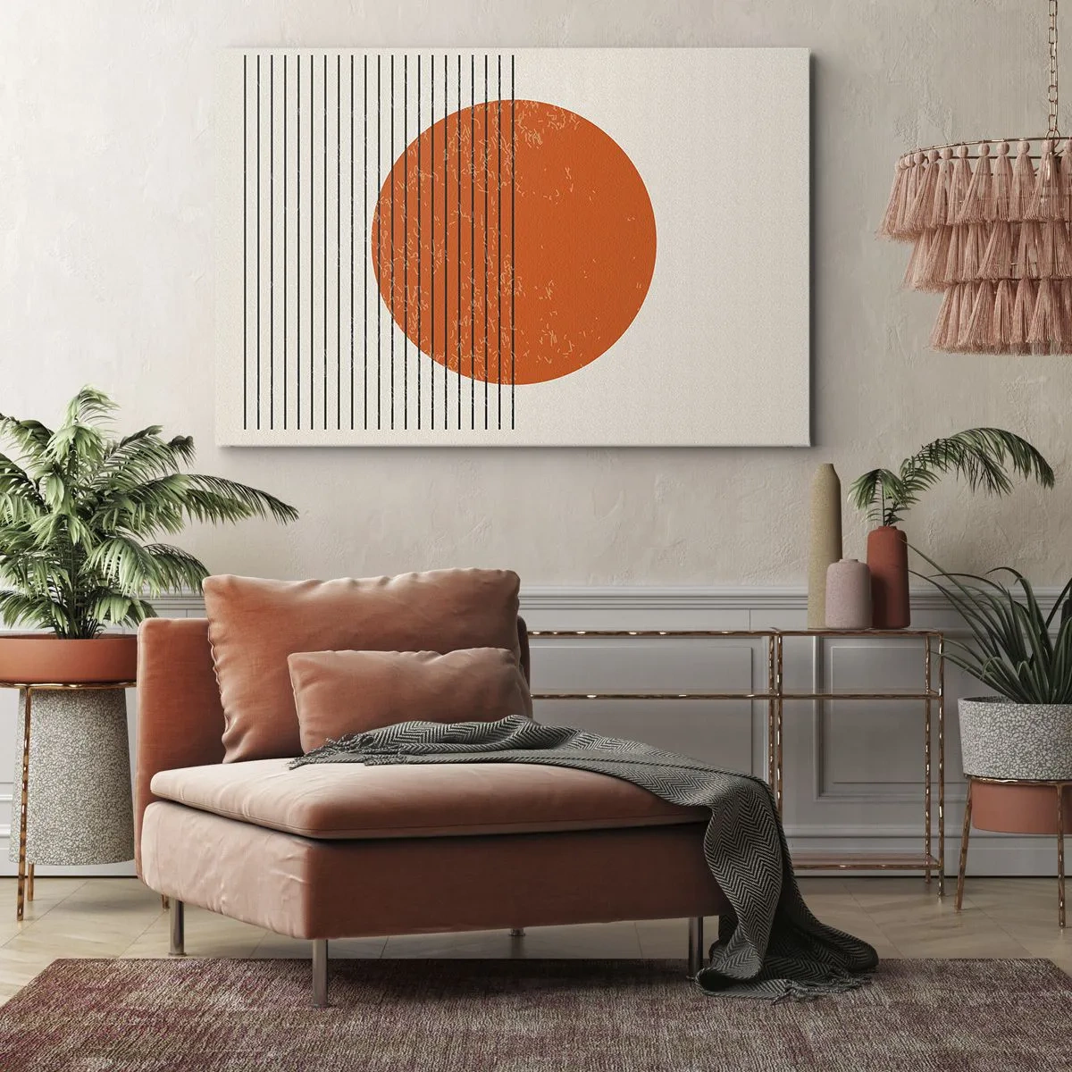 Canvas picture - Minimalist sun with geometric lines - 70x50cm - Always the Sun - Modern wall decoration for the living room and bedroom ARTTOR