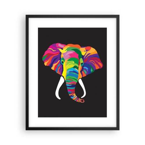 Poster in black frame - Elephant That Enjoyed Rainbow Bath - 40x50 cm