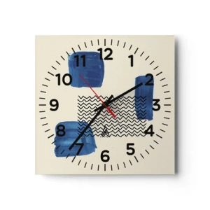 Wall clock - Clock on glass - Abstract Quartet - 30x30 cm