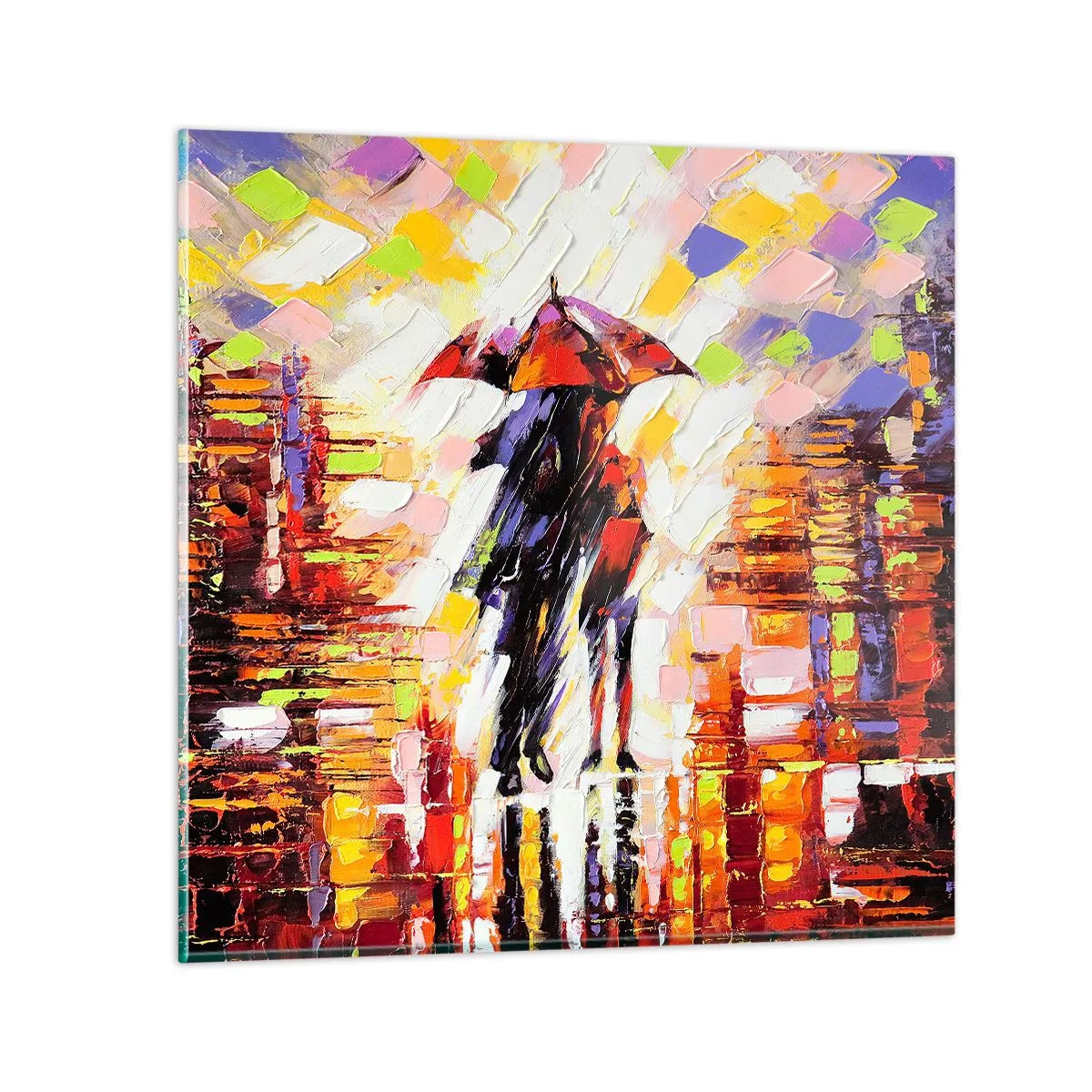 Glass picture - Together through Night and Rain - 30x30 cm