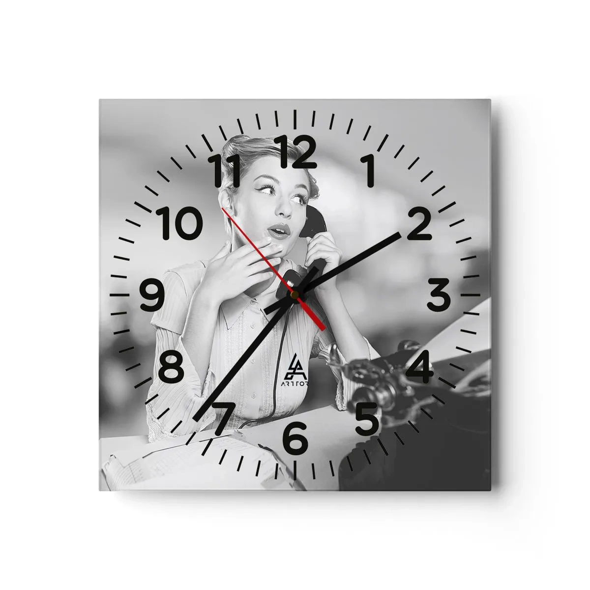 Wall clock - Clock on glass - Hello, Here Come the 50-ies - 40x40 cm
