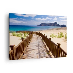 Canvas picture - Wooden path leading to the beach with ocean views - 70x50cm - Take Me to Happy Islands - Modern wall decoration for the living room and bedroom ARTTOR