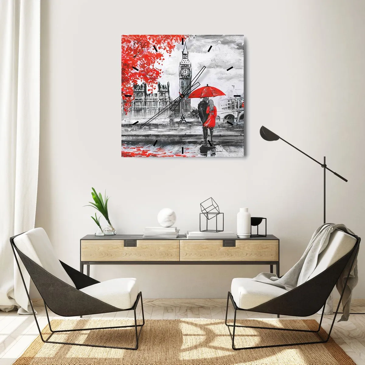 Wall clock - Clock on glass - In Love with London - 30x30 cm