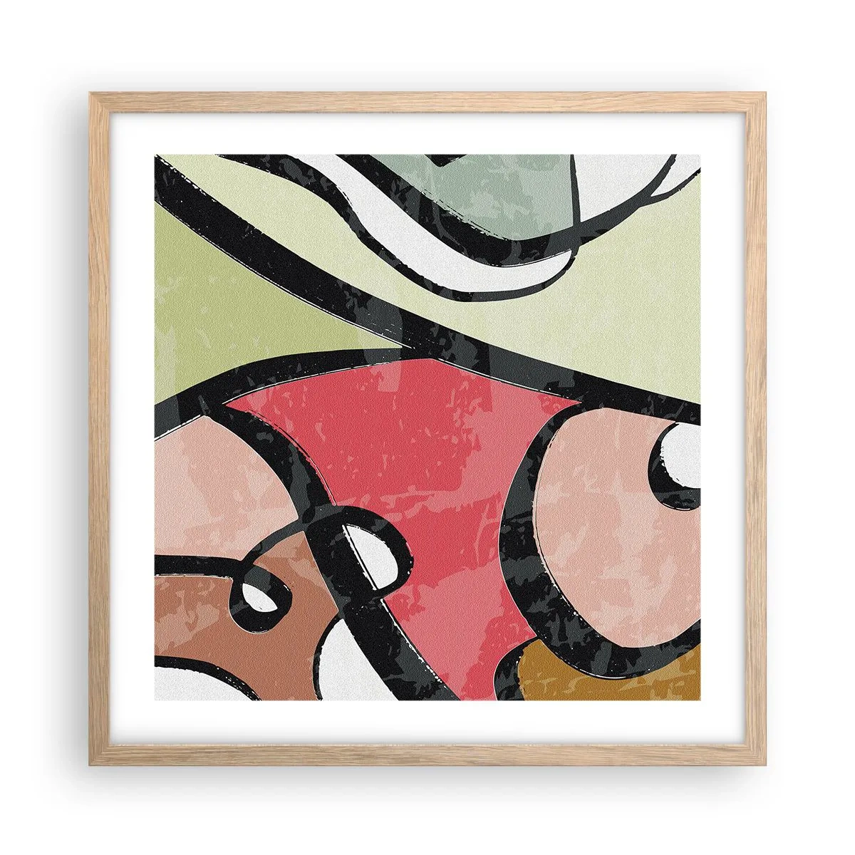 Poster in light oak frame - Pirouettes Among Colours - 50x50 cm