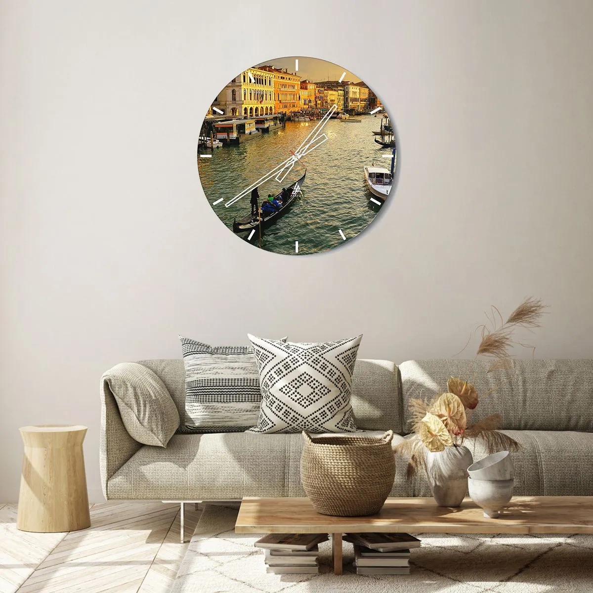 Wall clock - Clock on glass - On the Sunny side of a Street - 30x30 cm