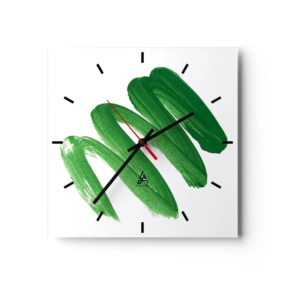 Wall clock - Clock on glass - Green Joke - 30x30 cm