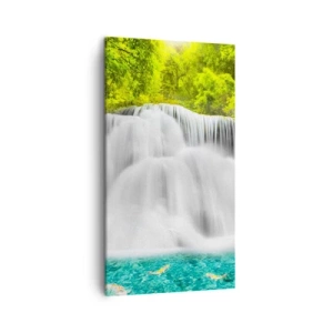 Canvas picture - Foamy Cascade from Green to Azure - 45x80 cm
