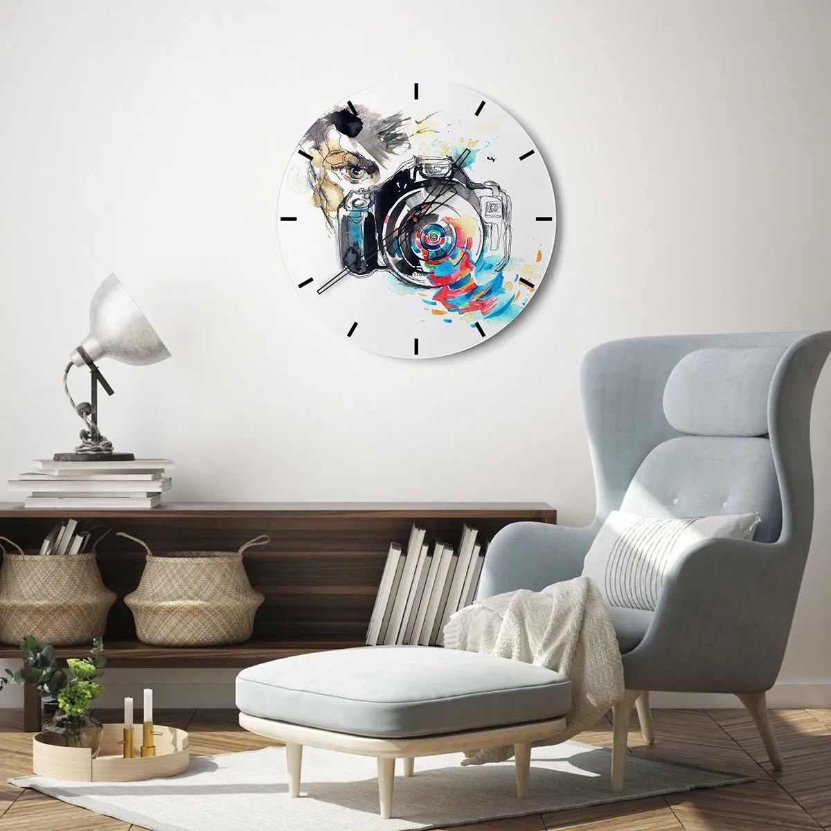 Wall clock - Clock on glass - In the Eye of the Lens - 40x40 cm