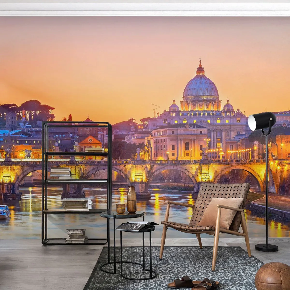 Photo Wallpaper Premium Canvas - Twilight over Eternal City - City, Rome, Architecture - 250x175 cm