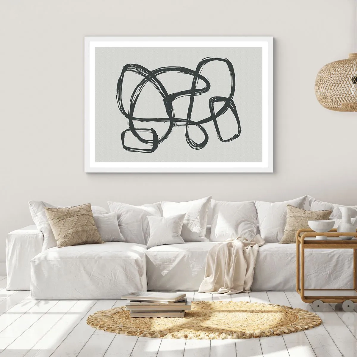 Poster in white frmae - Abstract in Loops - 40x30 cm