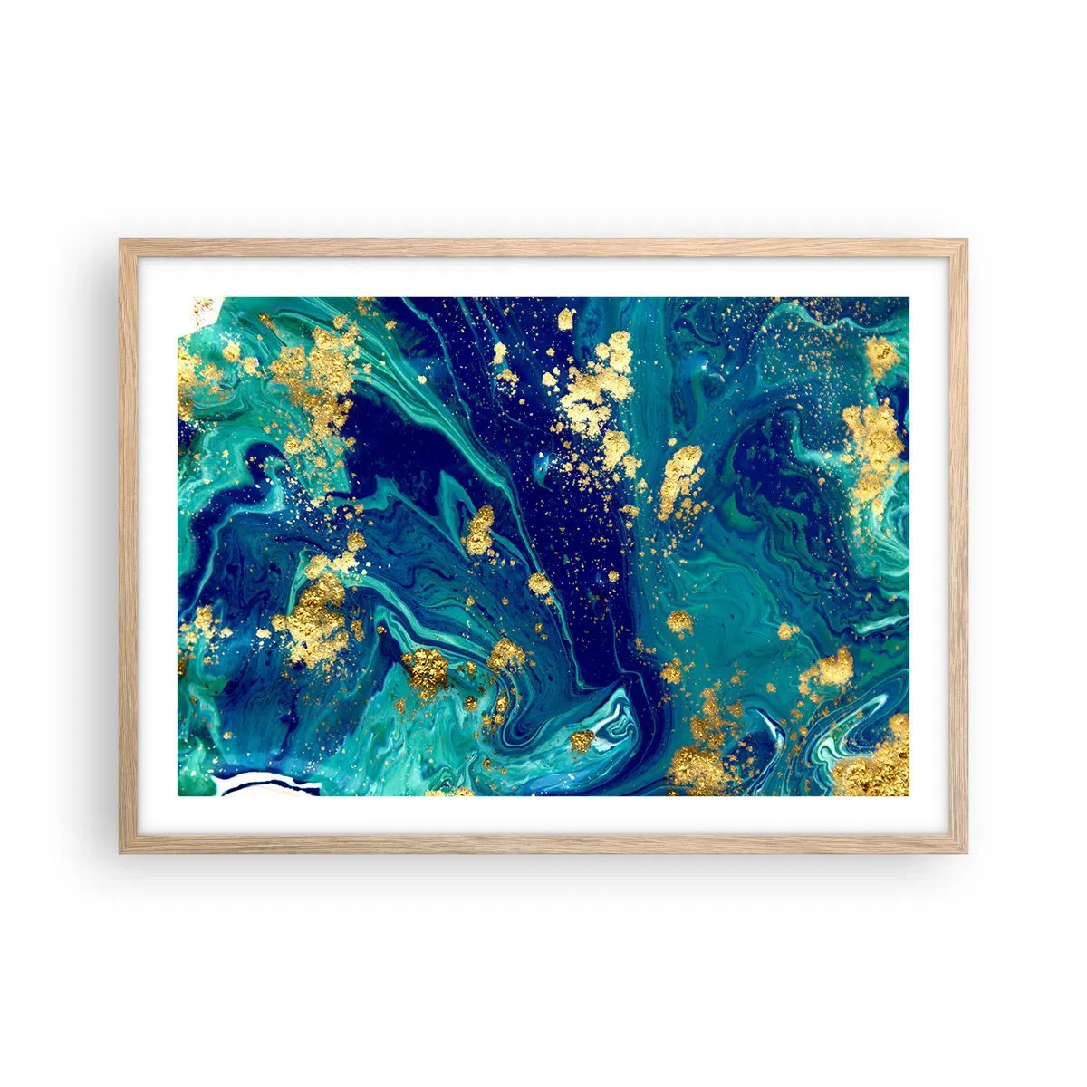 Poster in light oak frame - Sun Flakes - 70x50 cm