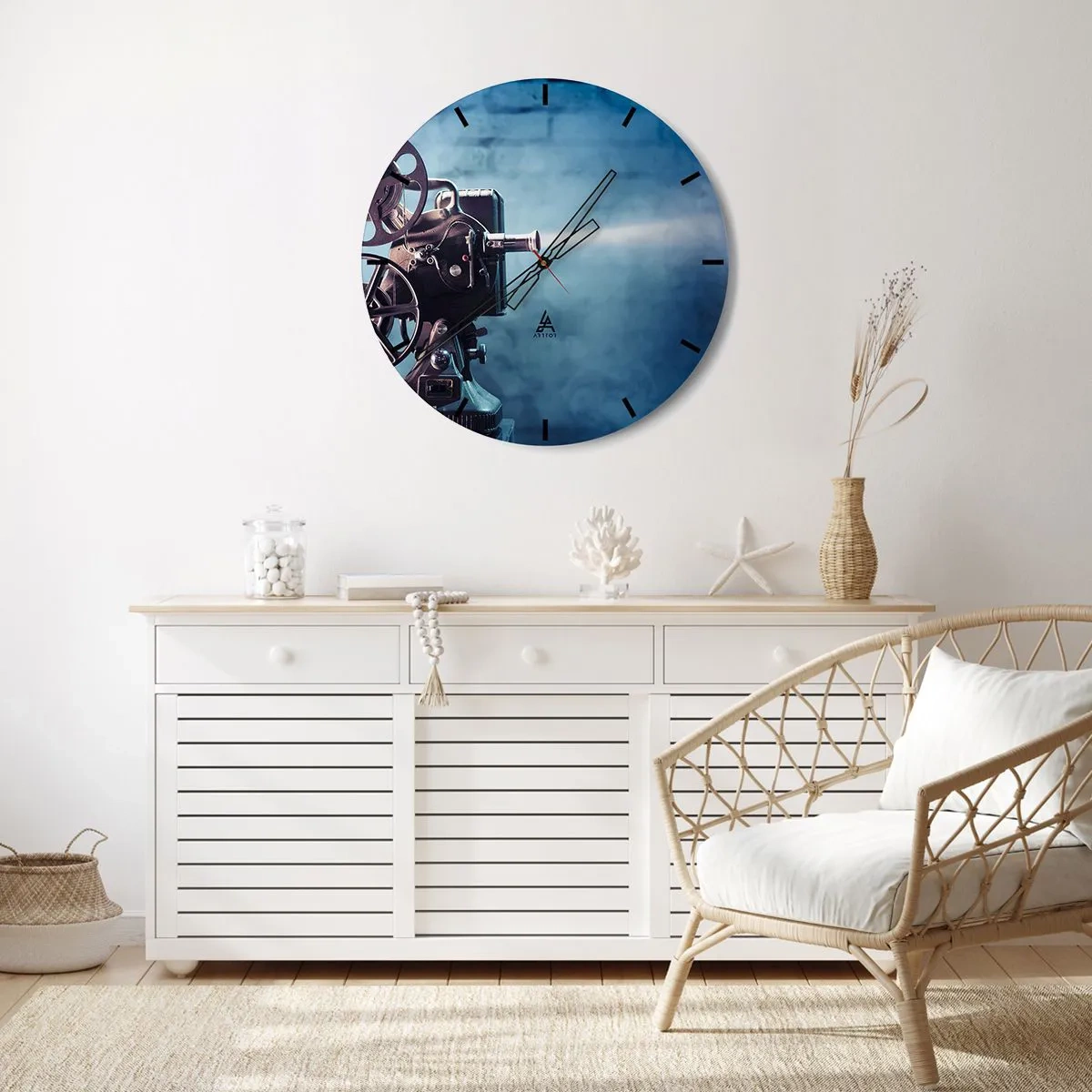 Wall clock - Clock on glass - Once Upon a Time at the Cinema - 40x40 cm