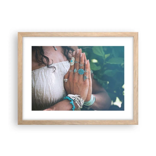 Poster in light oak frame - Welcome to the Centre of Wellbeing - 40x30 cm