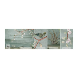 Photo Wallpaper Sample Premium Sand - Spring, It Is You - Pastel, Birds, Flowers - 100x30 cm