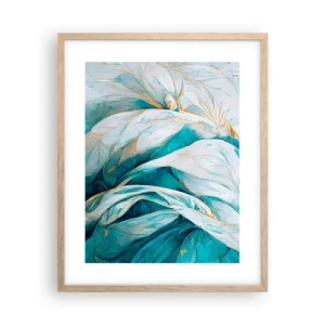 Poster in light oak frame - Blue Abstract with a Golden Motif - 40x50 cm