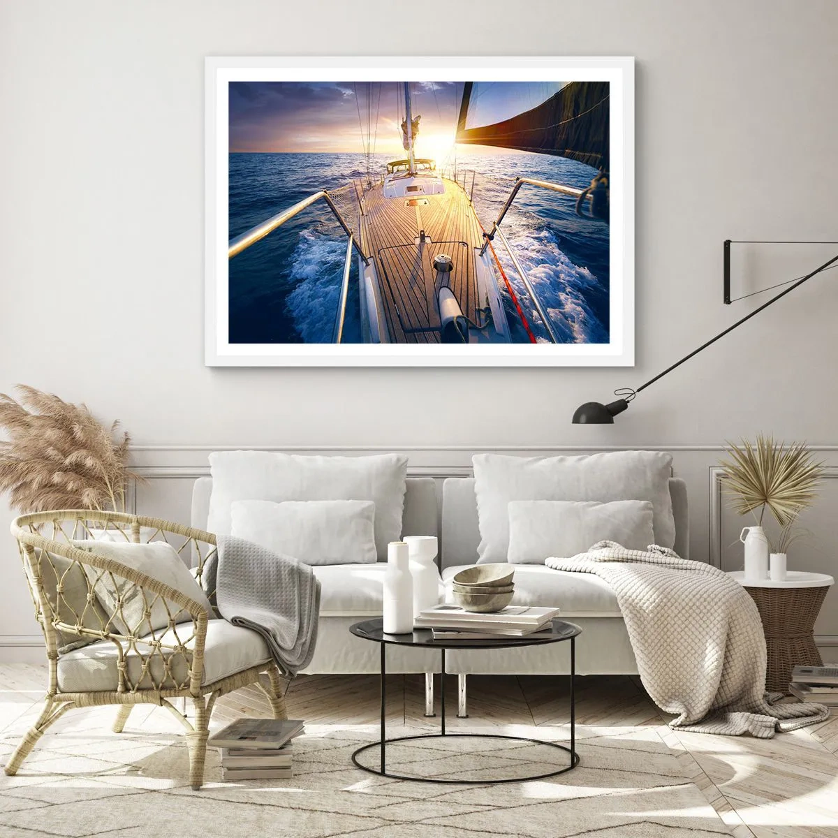 Poster in white frmae - Running on Waves - 100x70 cm