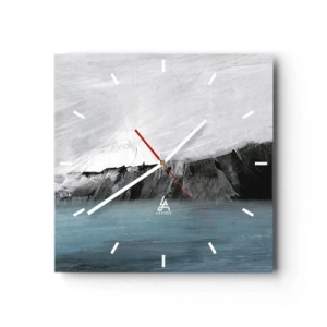 Wall clock - Clock on glass - Water-Earth: Clash of Elements - 30x30 cm