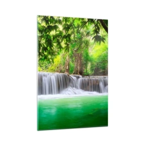 Glass picture - Cascade in Green - 80x120 cm
