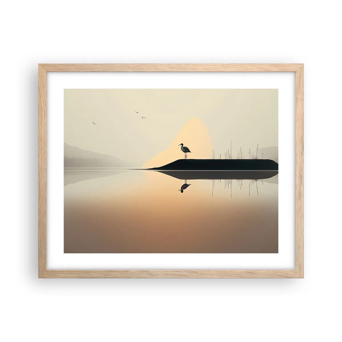 Poster in light oak frame - Gentleman on the Lake - 50x40 cm