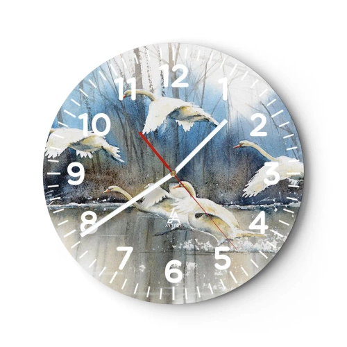 Wall clock - Clock on glass - Like in a Fairy Tale about Wild Swans - 40x40 cm
