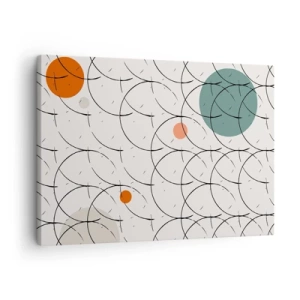Canvas picture - Geometric pattern with colorful circles on a light background - 70x50cm - In the Spirit of Pop-art - Modern wall decoration for the living room and bedroom ARTTOR