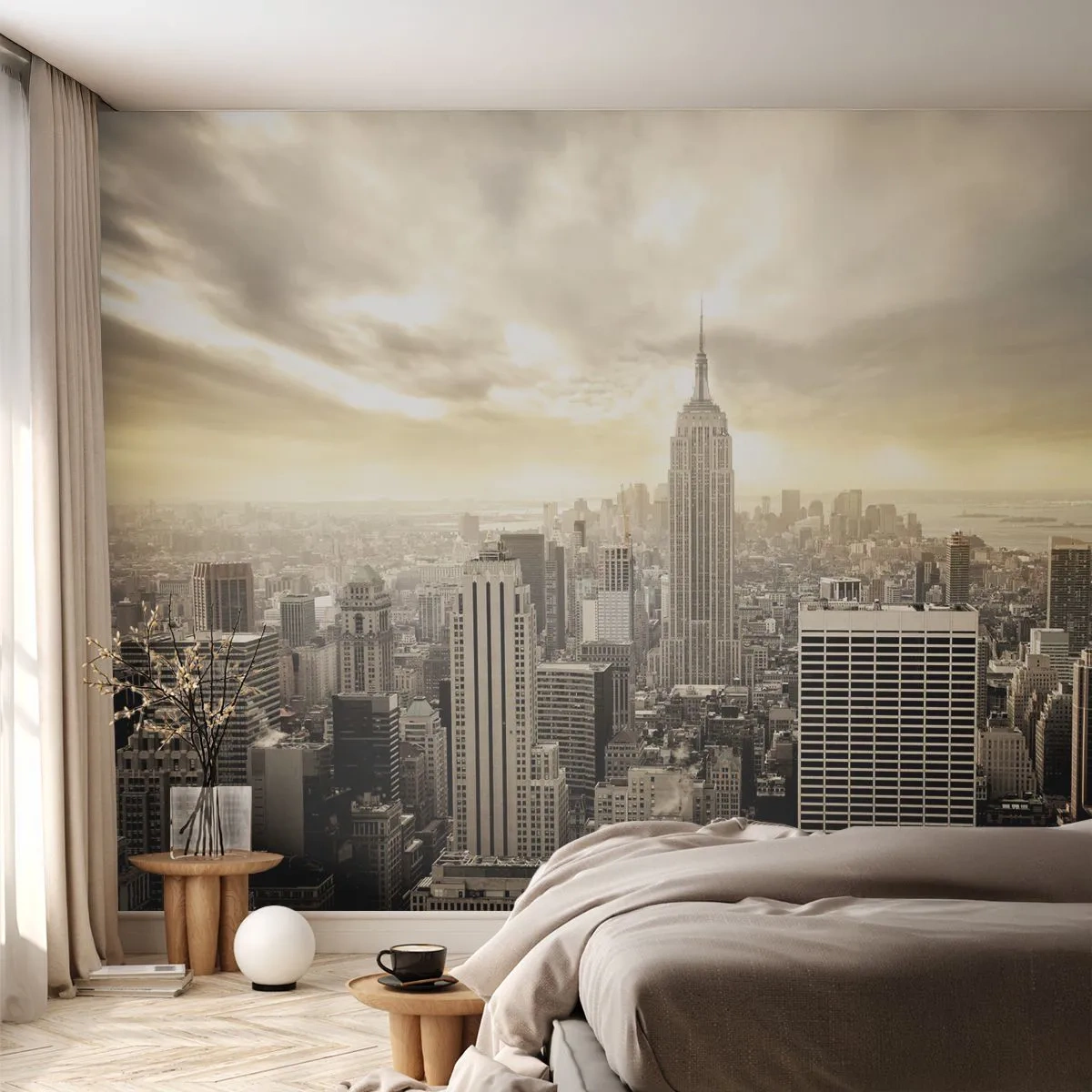 Self-Adhesive Photo Wallpaper Deluxe Sticker - New York Woven in Grey - City, New York, Manhattan - 250x175 cm