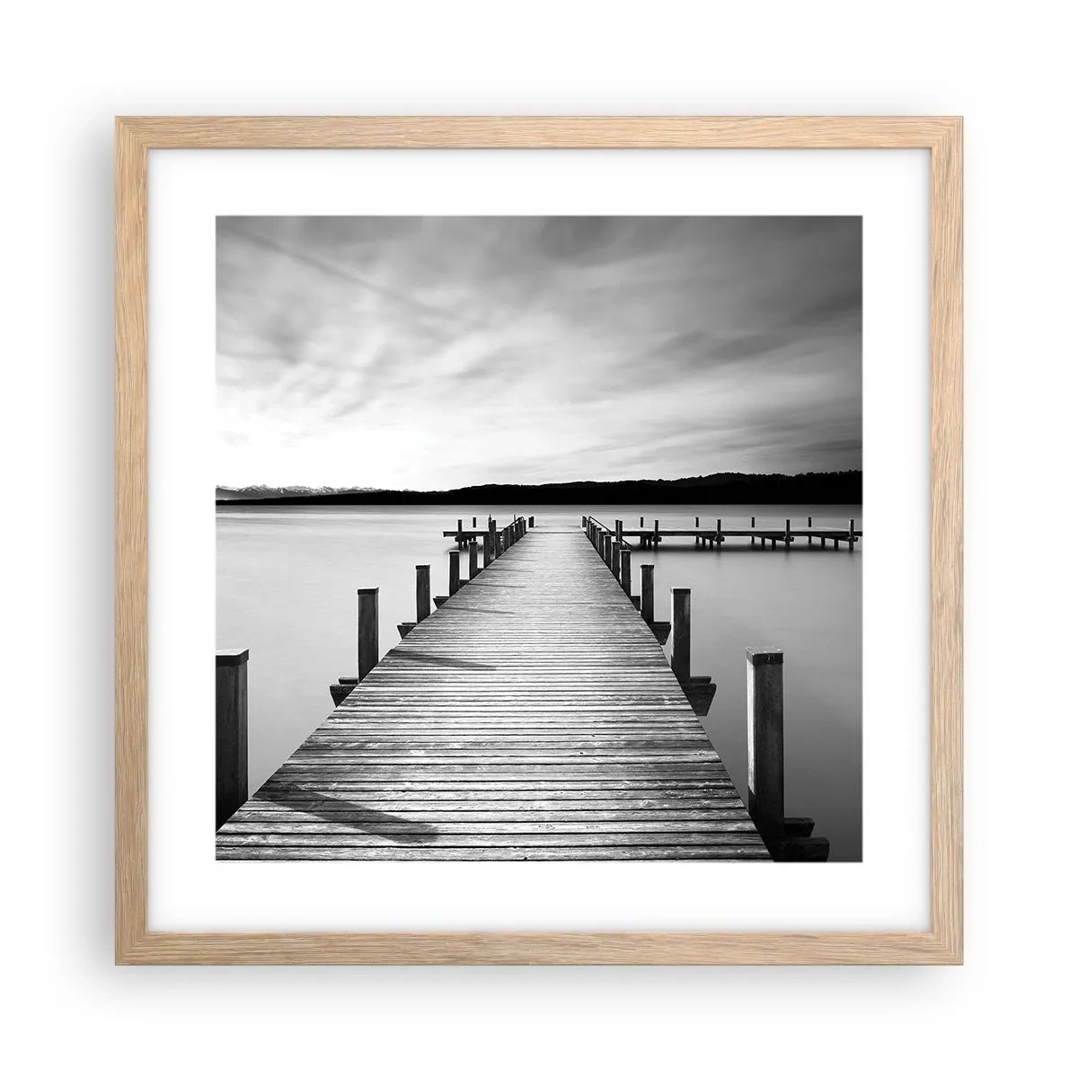 Poster in light oak frame - Lake of Peace - 40x40 cm