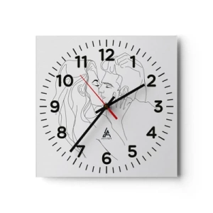 Wall clock - Clock on glass - With the Same Line - 30x30 cm