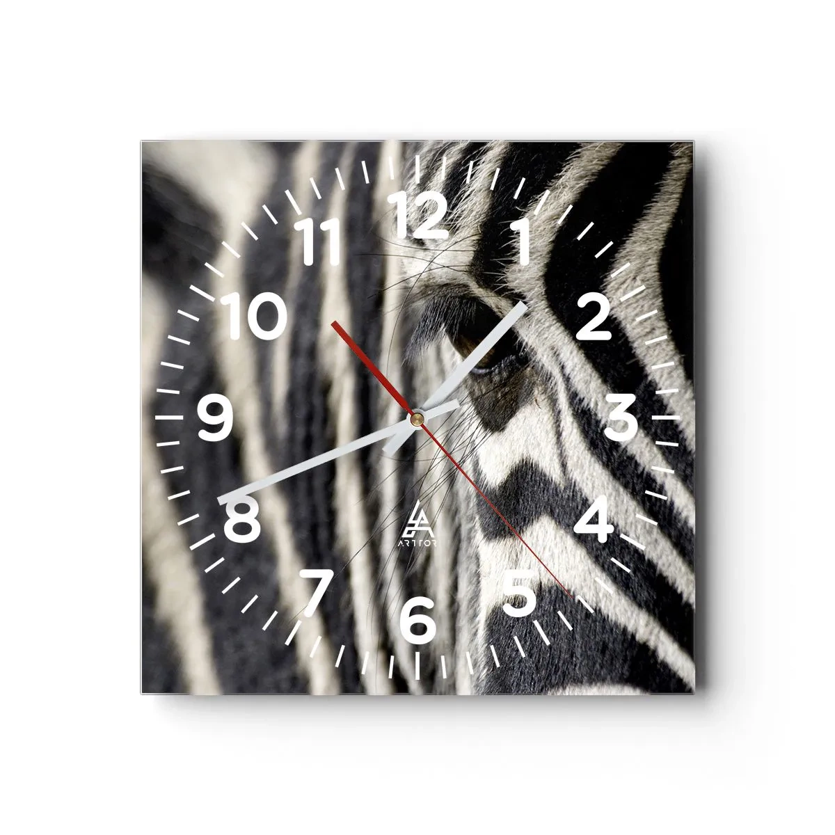Wall clock - Clock on glass - Striped Portrait - 40x40 cm