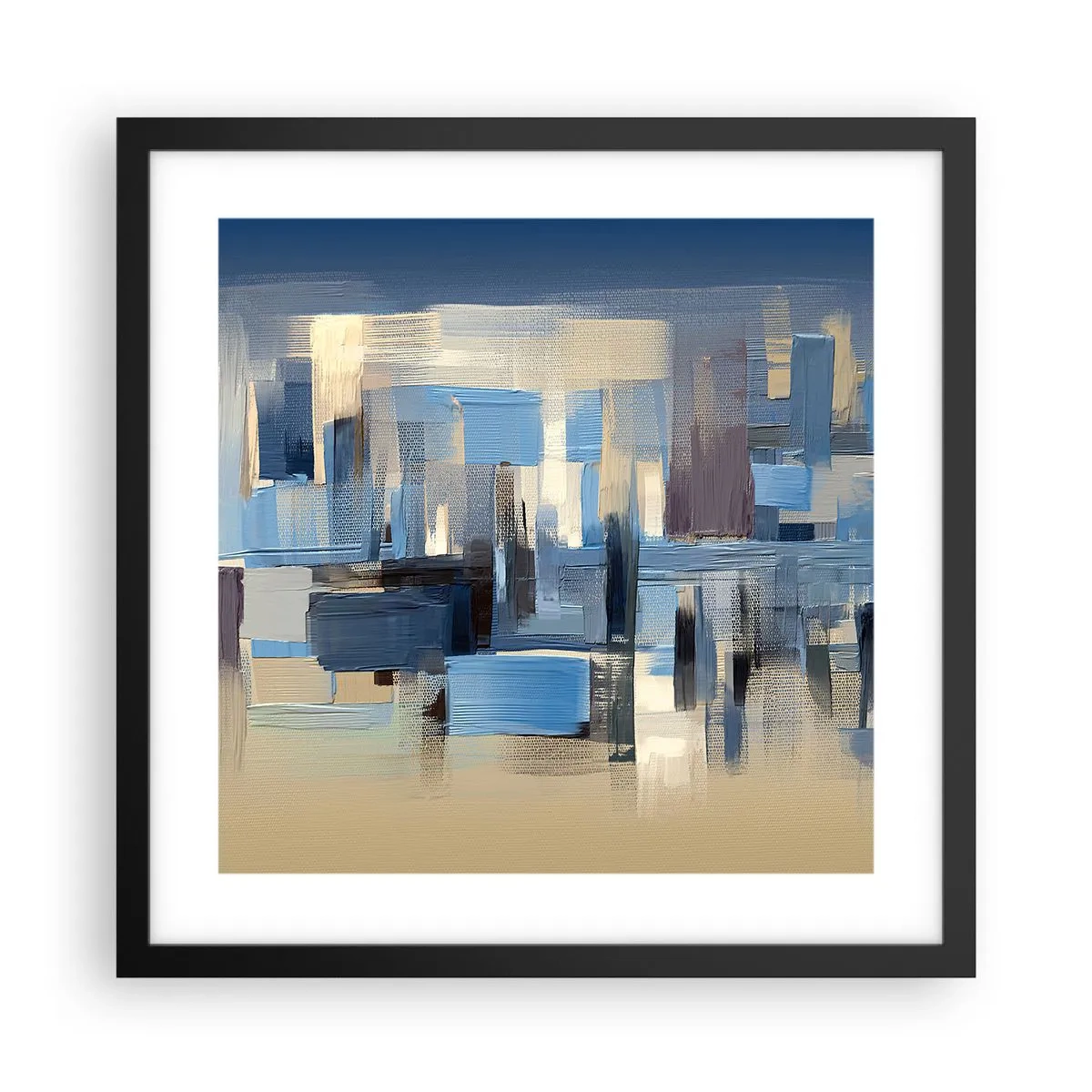 Poster in black frame - Blue Construction - 40x40 cm
