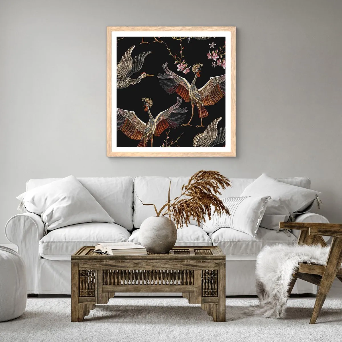 Poster in light oak frame - Fairy Tale Bird - 50x50 cm