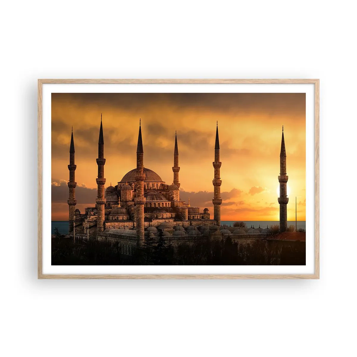 Poster in light oak frame - God Is Great - 100x70 cm