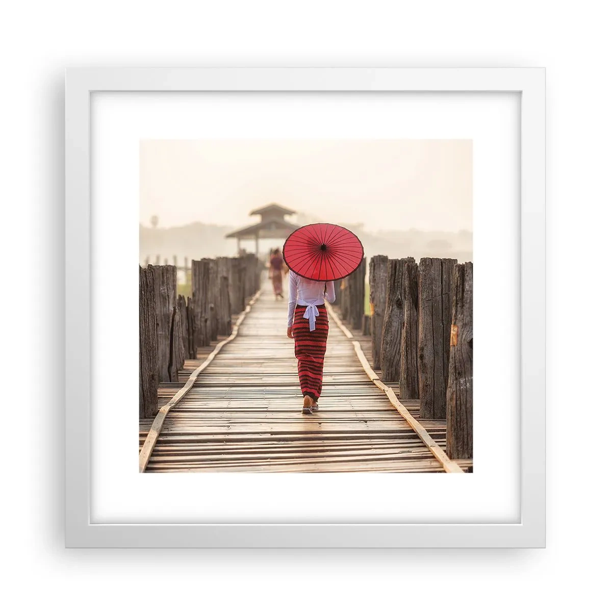 Poster in white frmae - On an Old Bridge - 30x30 cm