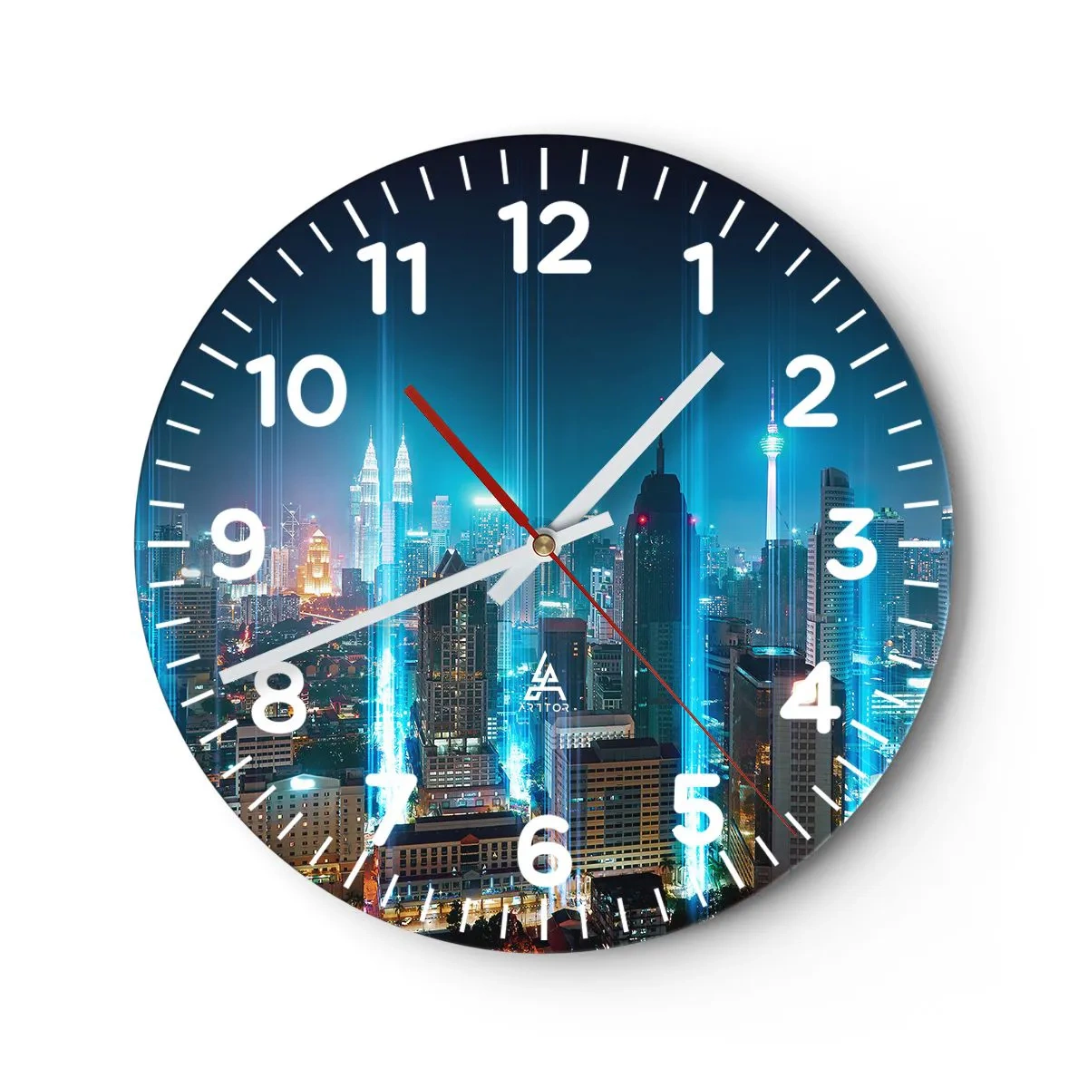 Wall clock - Clock on glass - Berlin Lights - 30x30 cm