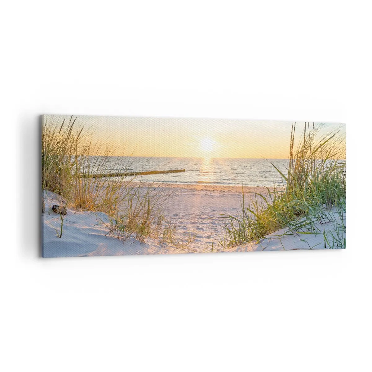 Canvas picture - Sound of the Sea, Singing of the Birds, Wild Beach among Grass - 120x50 cm