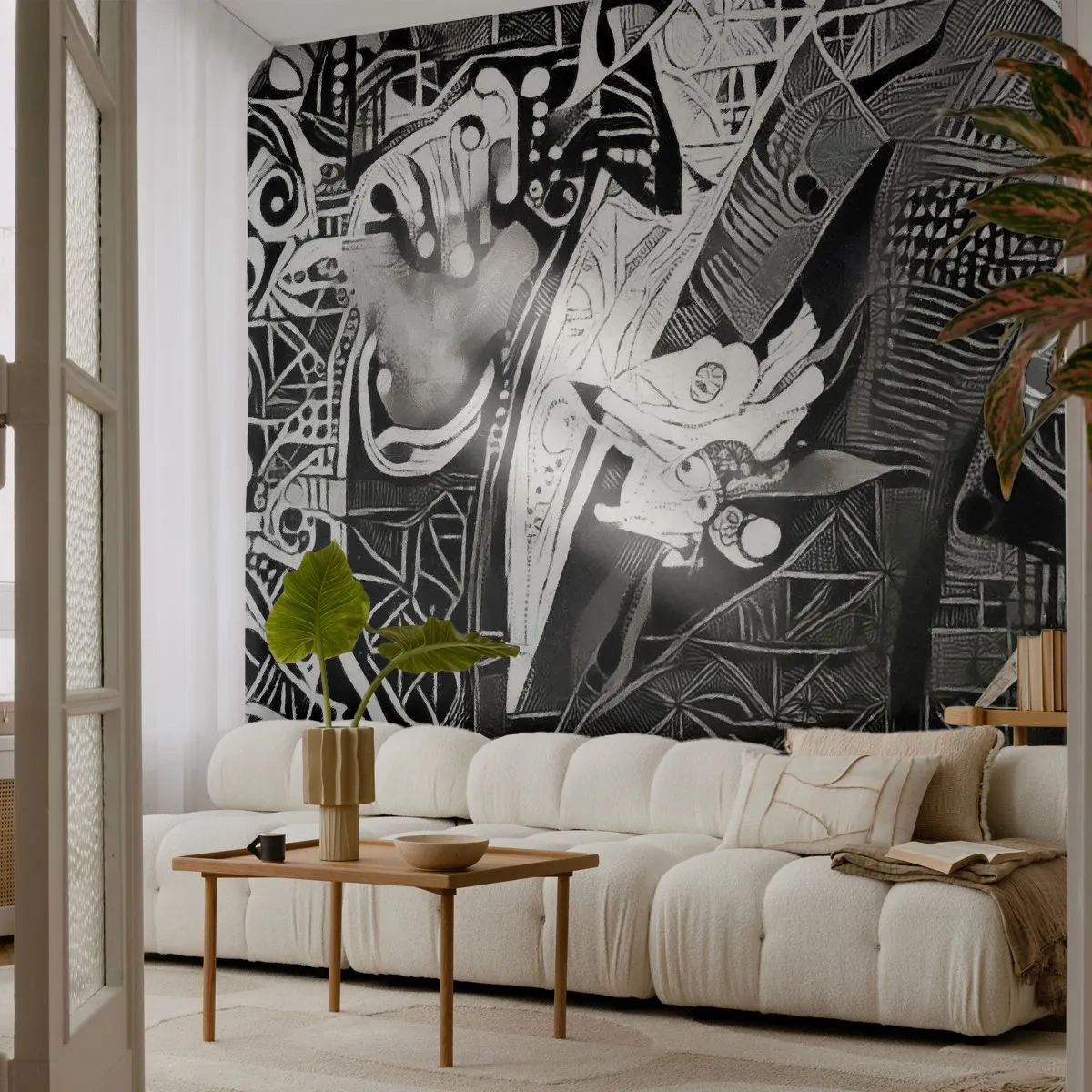 Custom Wallpaper Premium Sand - Elegant in Grey - Man, Cubism, Fashion