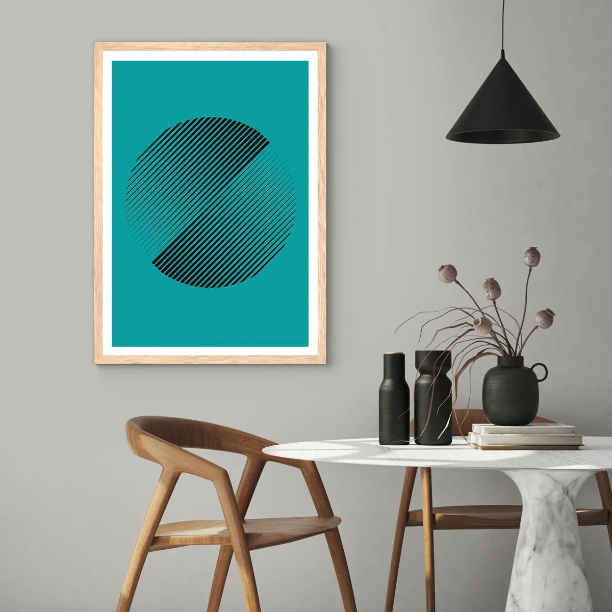 Poster in light oak frame - Circle - Geometrical Variation - 40x50 cm