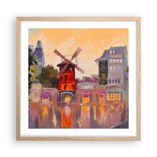 Poster in light oak frame - Icons of Paris - Moulin Rouge - 50x50 cm