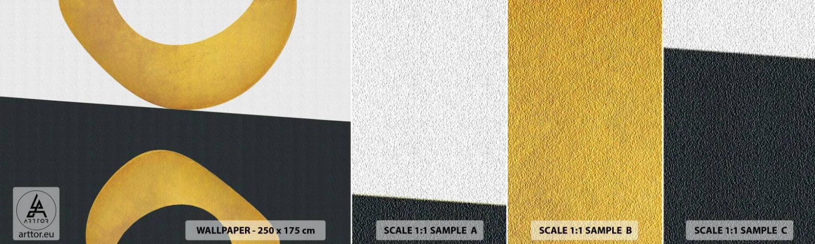 Photo Wallpaper Sample Standard Eco - First Of All: Gold - Abstraction, Shapes, Wheels - 100x30 cm