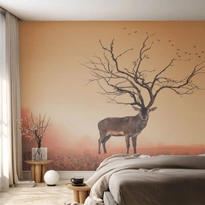 Self-Adhesive Photo Wallpaper Deluxe Sticker - Antlered Deer Spirit of the Forest - Abstraction, Deer, Nature - 100x70 cm