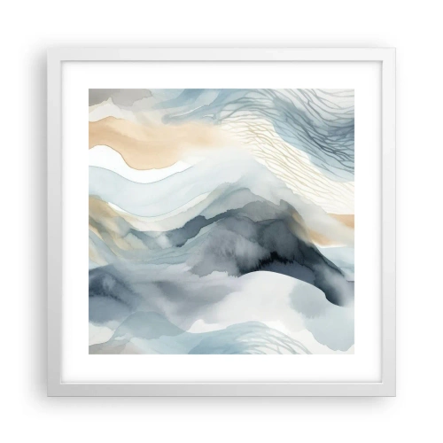 Poster in white frmae - Snowy and Foggy Abstract - 40x40 cm