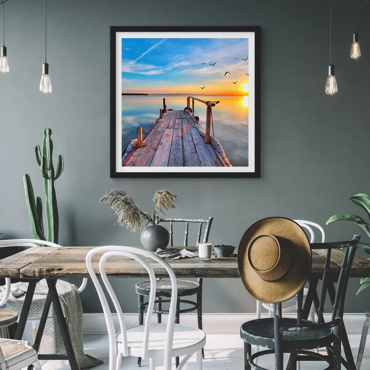 Poster in black frame - Walk towards the Sun - 60x60 cm