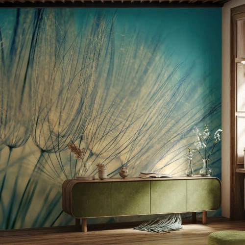Photo Wallpaper Premium Sand - Waiting for the Wind - Dandelion, Meadow, Nature - 250x175 cm