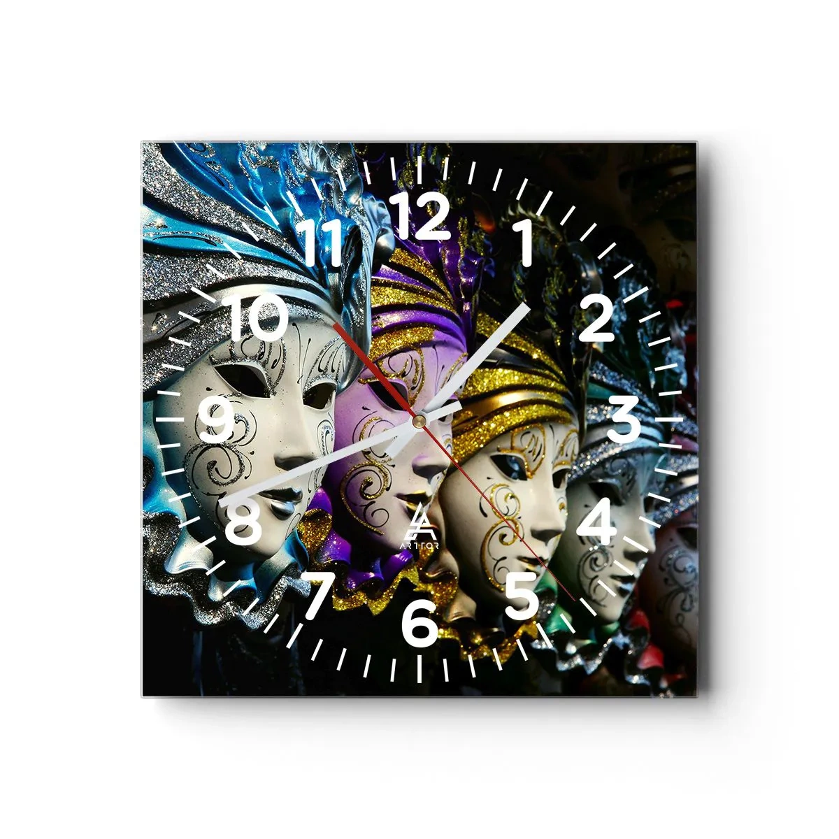 Wall clock - Clock on glass - Secret in Gold and Silver - 30x30 cm
