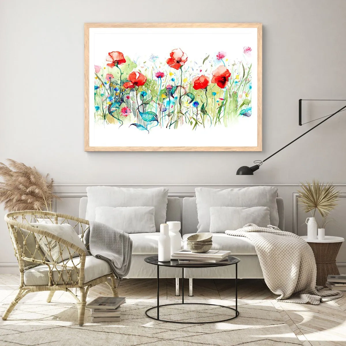 Poster in light oak frame - Meadow in May - 50x40 cm